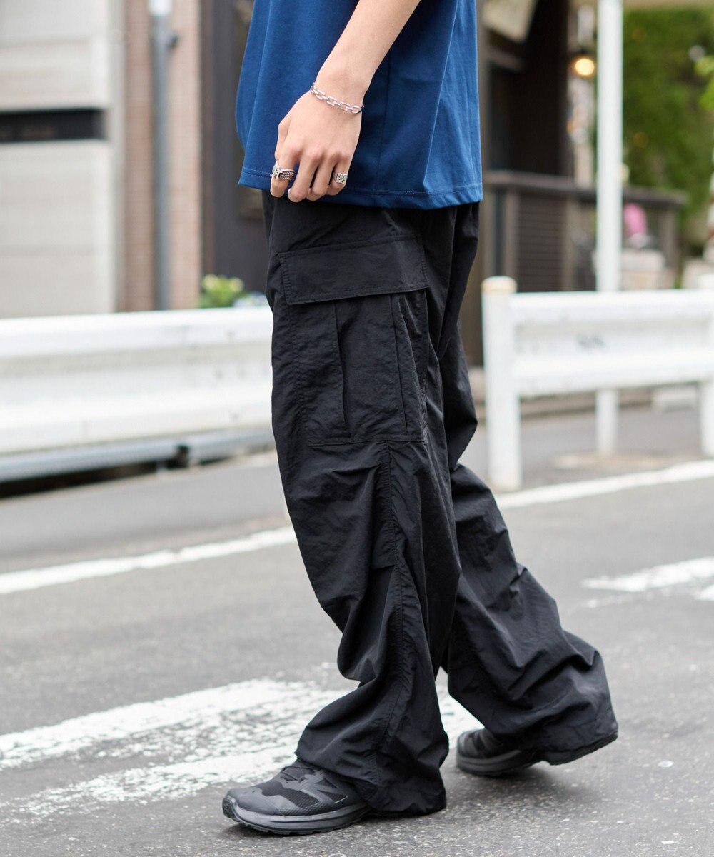 WEGO 【ウエストゴム/MLサイズ展開】ナイロンイージーカーゴパンツ 