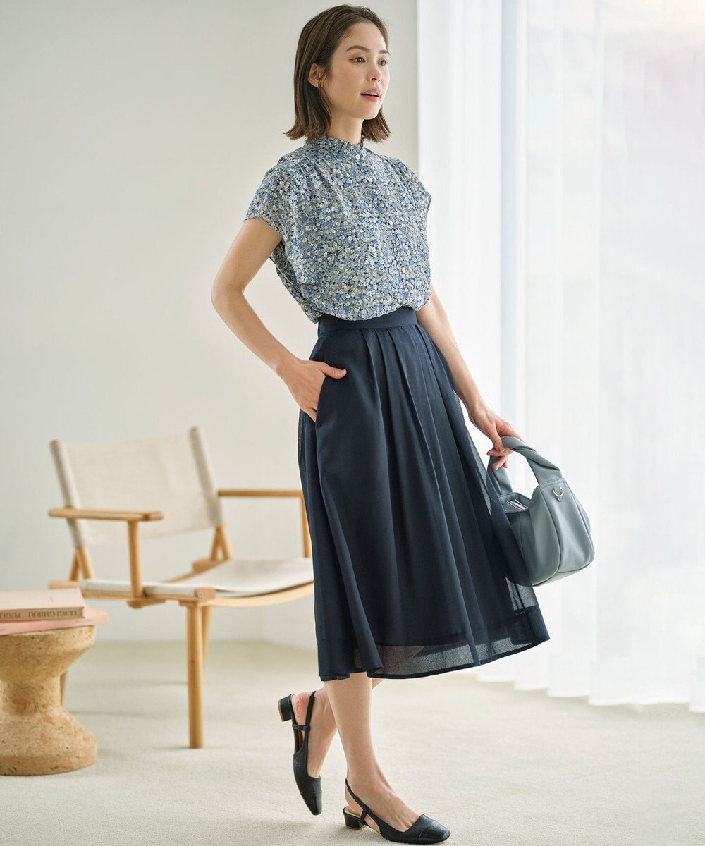 組曲 L フラワーレイヤープリント ブラウス 