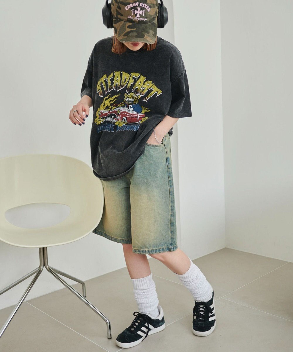 WEGO 【SMサイズ展開】ヴィンテージウォッシュデニムハーフパンツ 