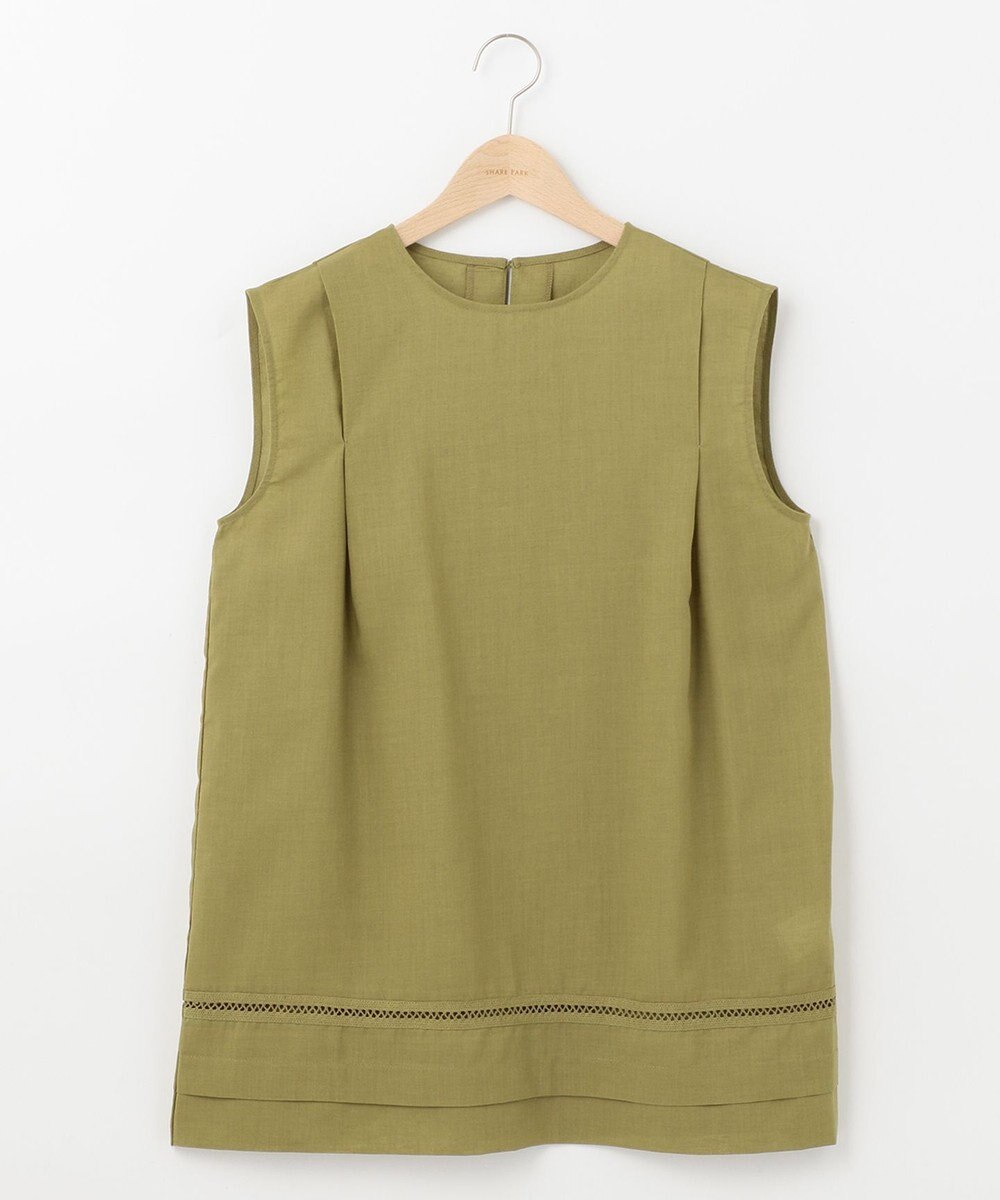 SHARE PARK LADIES 【洗える】ウォッシャブルリネン　ノースリブラウス 