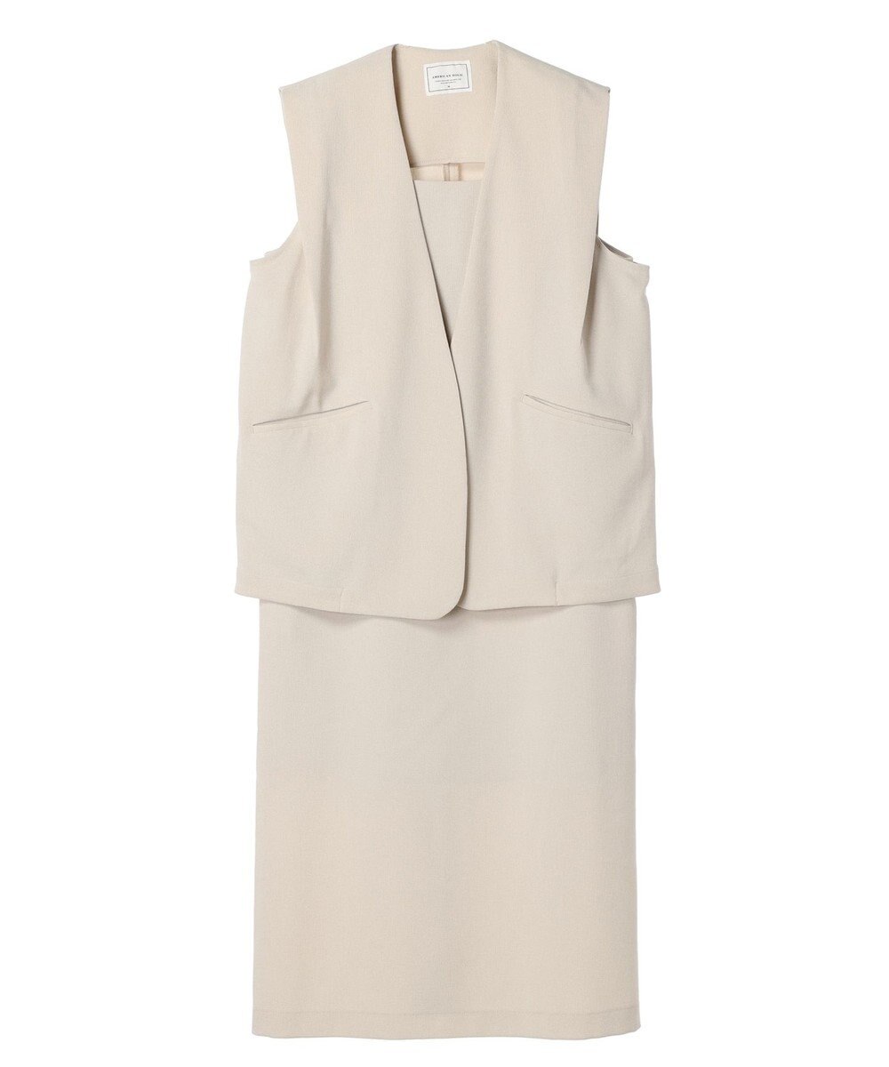 AMERICAN HOLIC ＳＥＴ　イージーケアジレベスト＋Ｉラインワンピース 