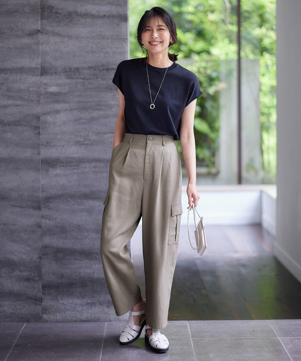 ANY 【UVケア/接触冷感/アンチピリング】クールタッチフレンチスリーブニット 