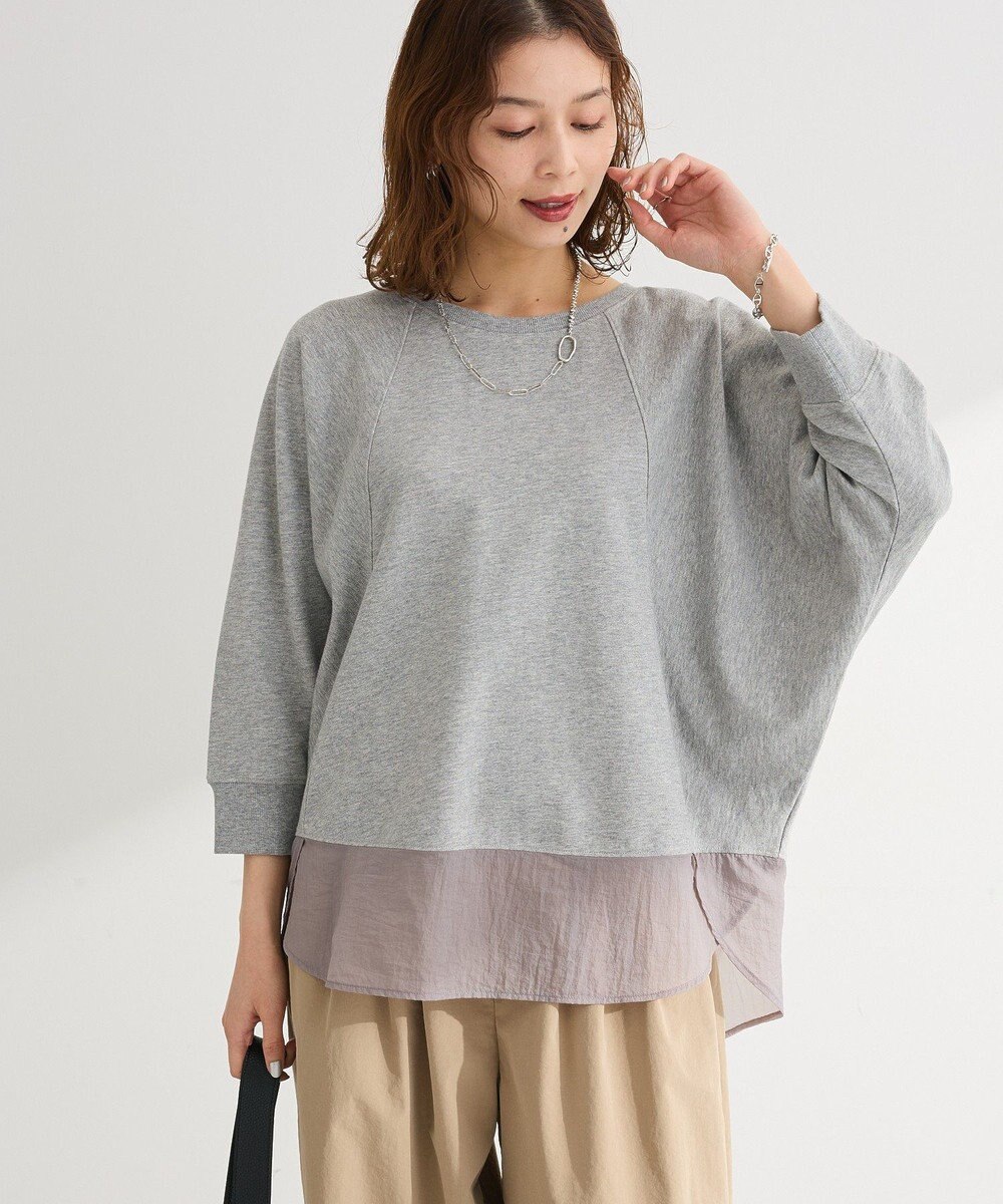 Green Parks 七分袖ドルマン裏毛シアードッキングプルオー 