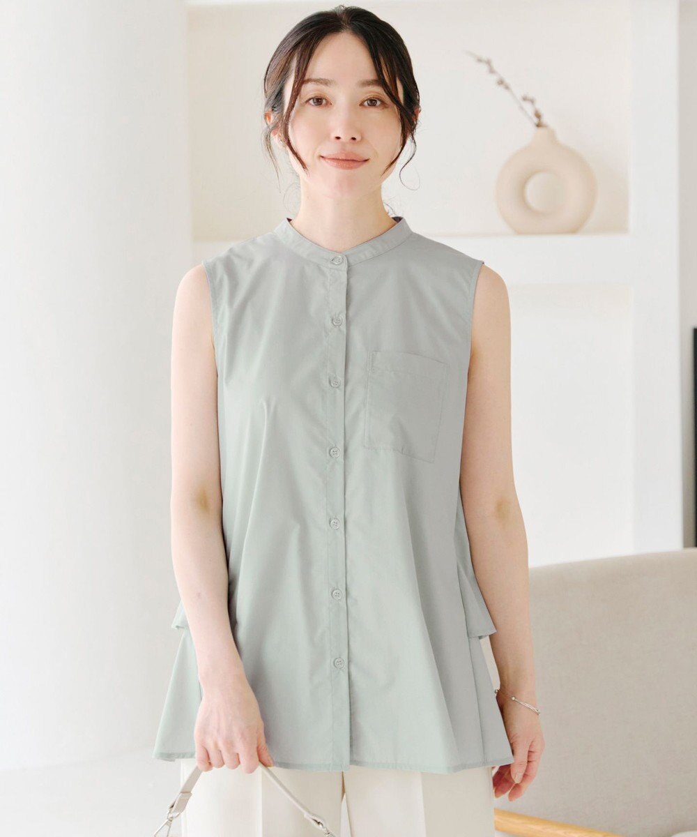 Tiaclasse 【洗える】ノースリーブ後ろタックティアードブラウス 