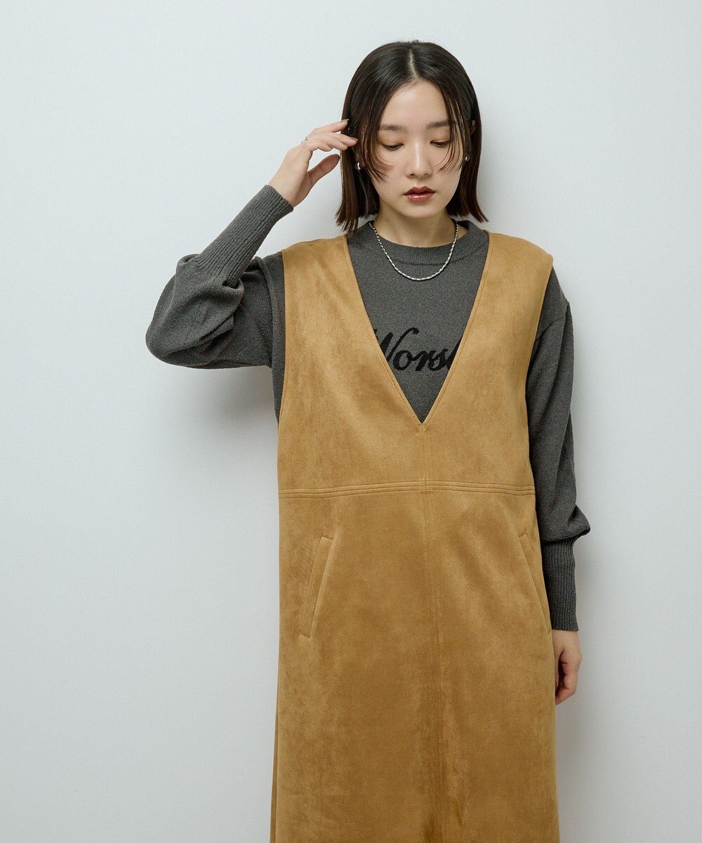 Green Parks なめらかタッチスウェード調ジャンパースカート 