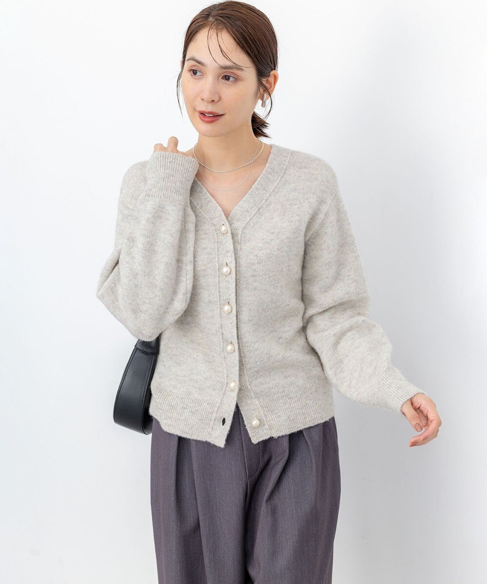 組曲 【加藤ローサさん着用 / 前後着用可】スパンコールヤーン カーディガン 