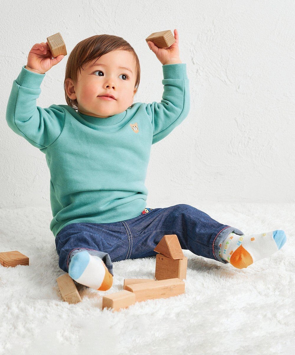 MIKI HOUSE HOT BISCUITS 【70-120cm】【Everyday Series】ワンポイント くすみカラー裏毛パイルトレーナー 