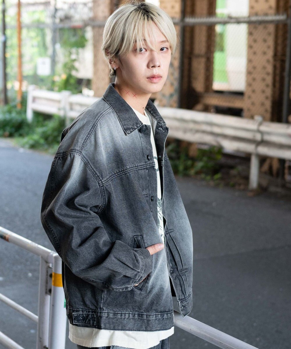 WEGO 【ユニセックス着用ITEM/MLサイズ展開】ヴィンテージライクBIGデニムジャケット 