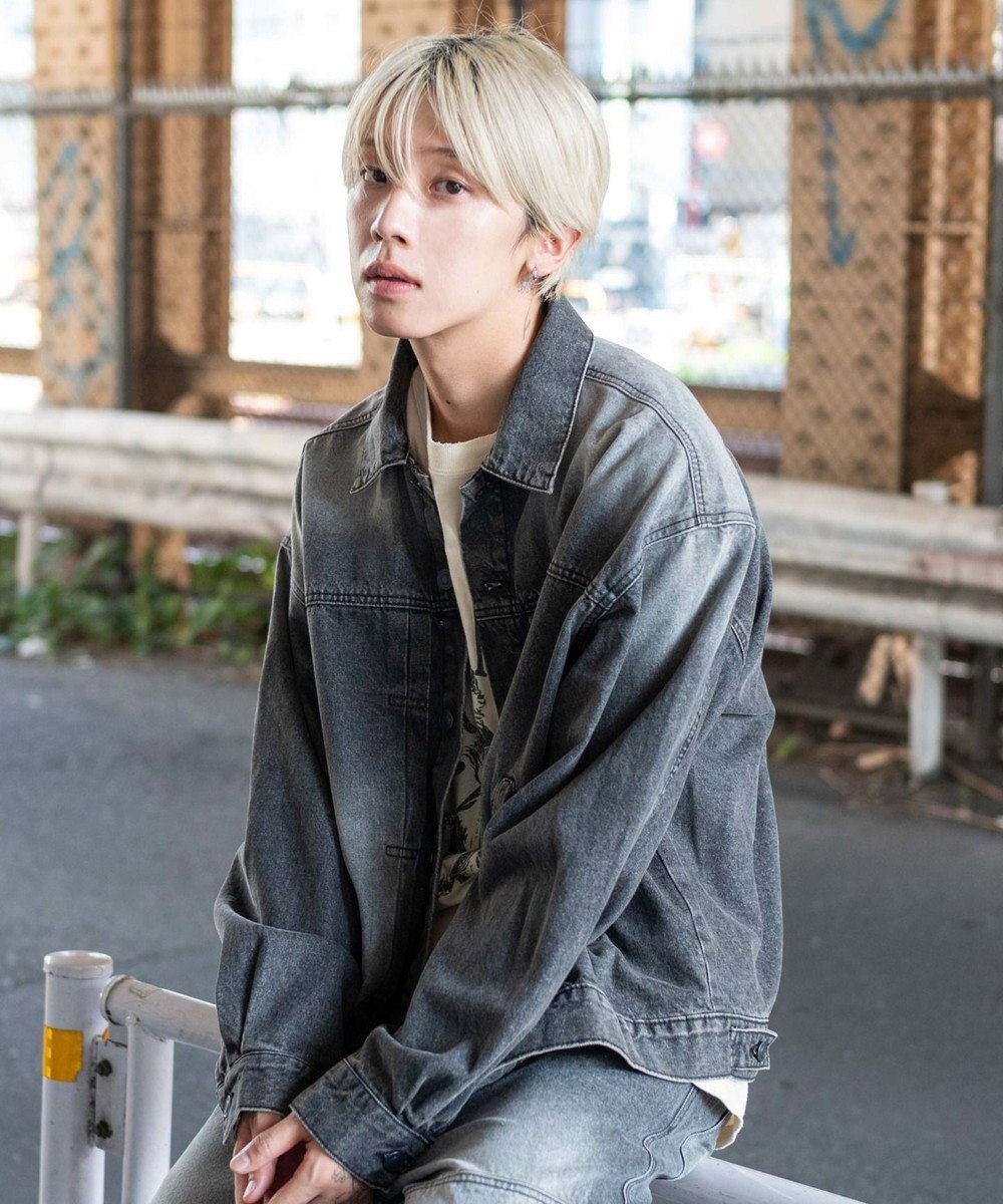 WEGO 【ユニセックス着用ITEM/MLサイズ展開】ヴィンテージライクBIGデニムジャケット 