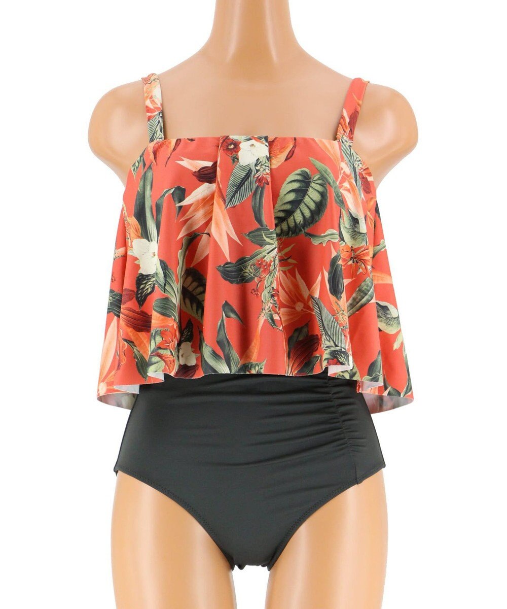 San-ai Resort（三愛水着楽園） 【SALE】【Coral veil】Lily Garden　ワンピ見えハイウエスト ビキニ 9号/11号 