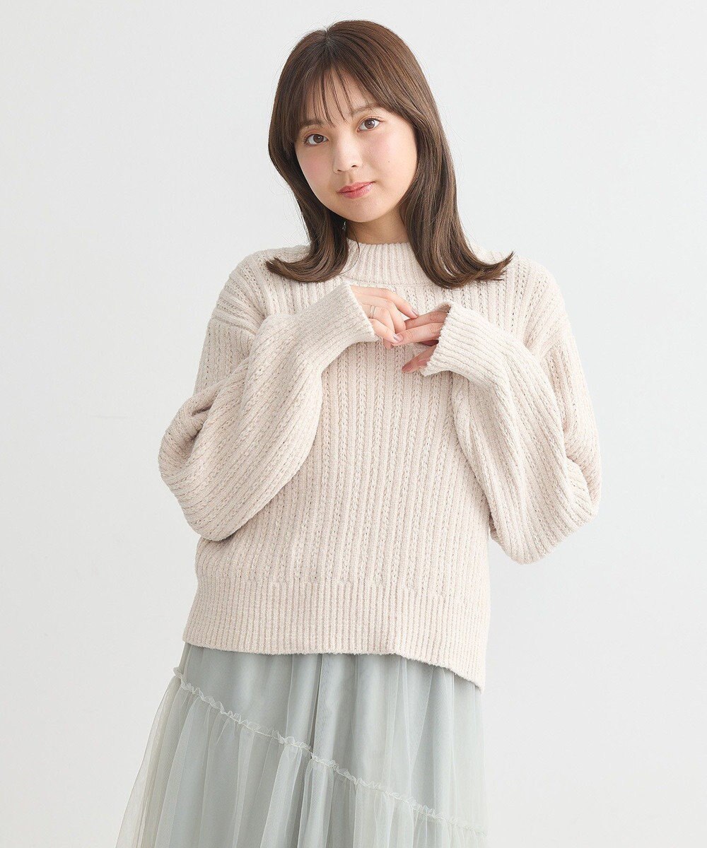 earth music&ecology 透かしベロアモールプルオーバー 