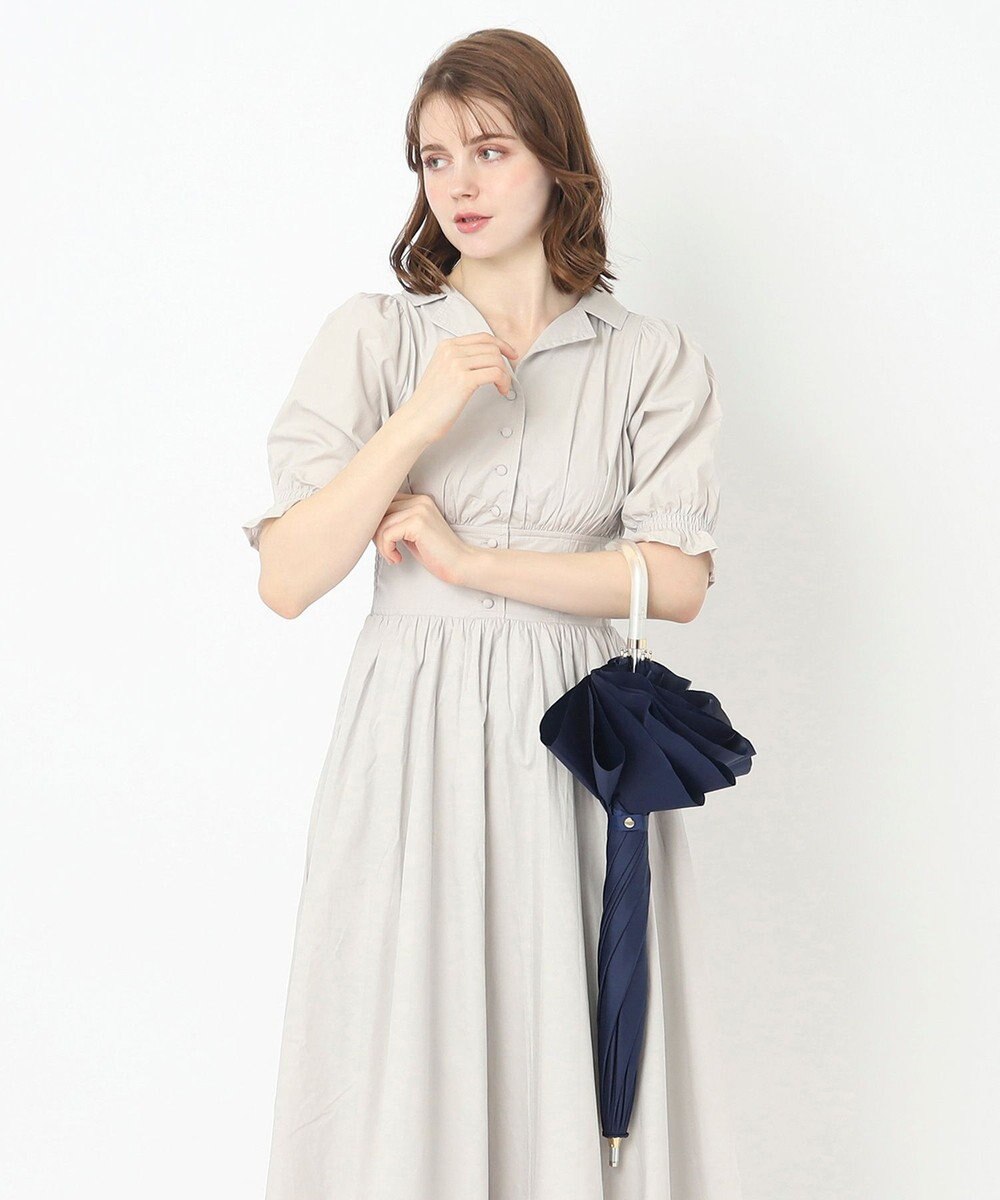 MOONBAT 【雑誌掲載 美人百花6月号】ランバン オン ブルー 晴雨兼用日傘 長傘 フレアフリル＆チャーム 遮光 遮熱 UV 