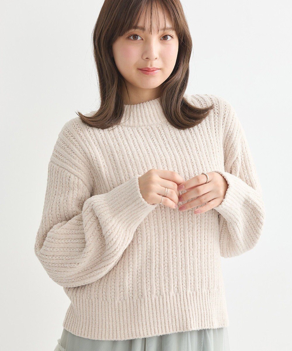 earth music&ecology 透かしベロアモールプルオーバー 