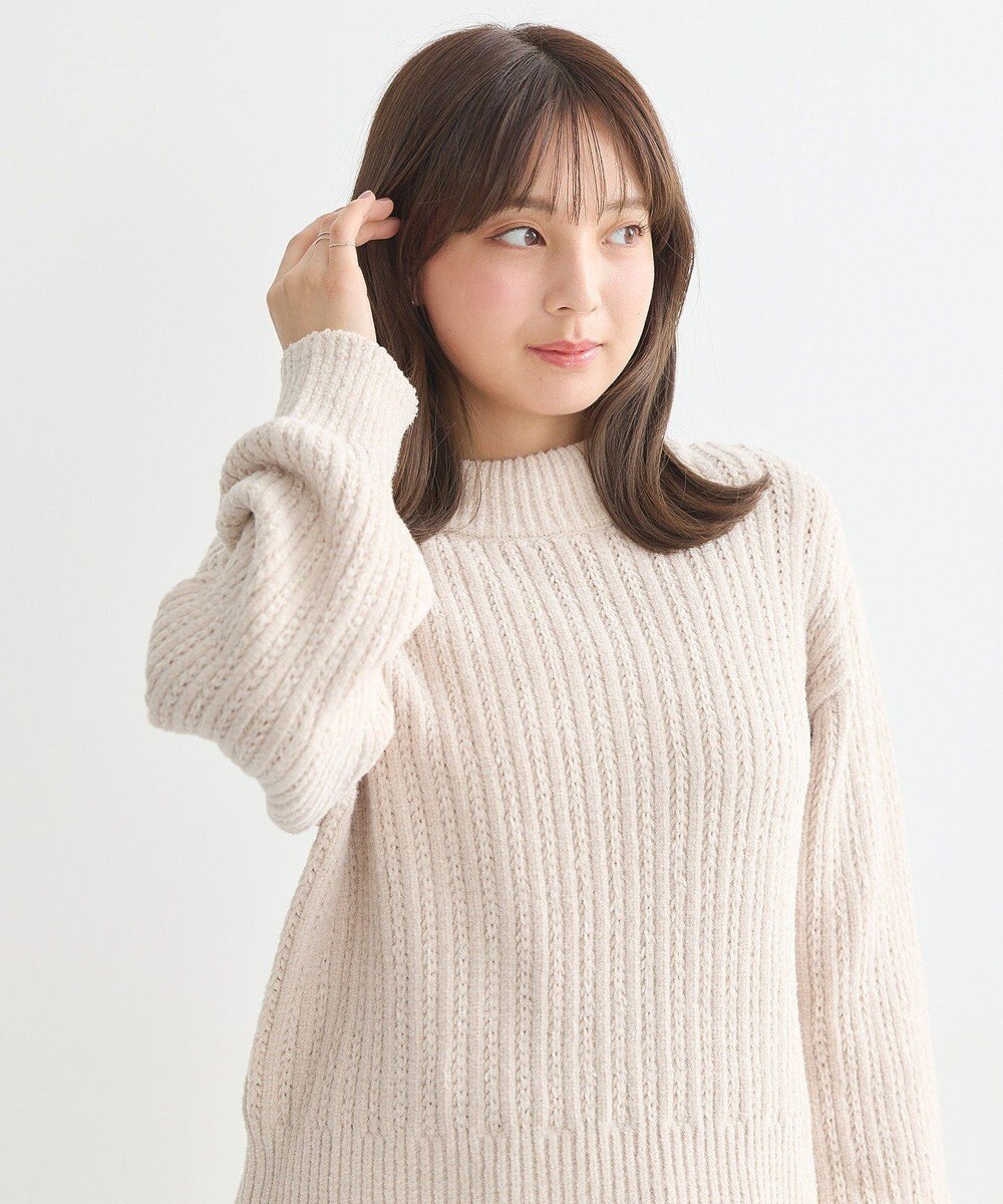 earth music&ecology 透かしベロアモールプルオーバー 