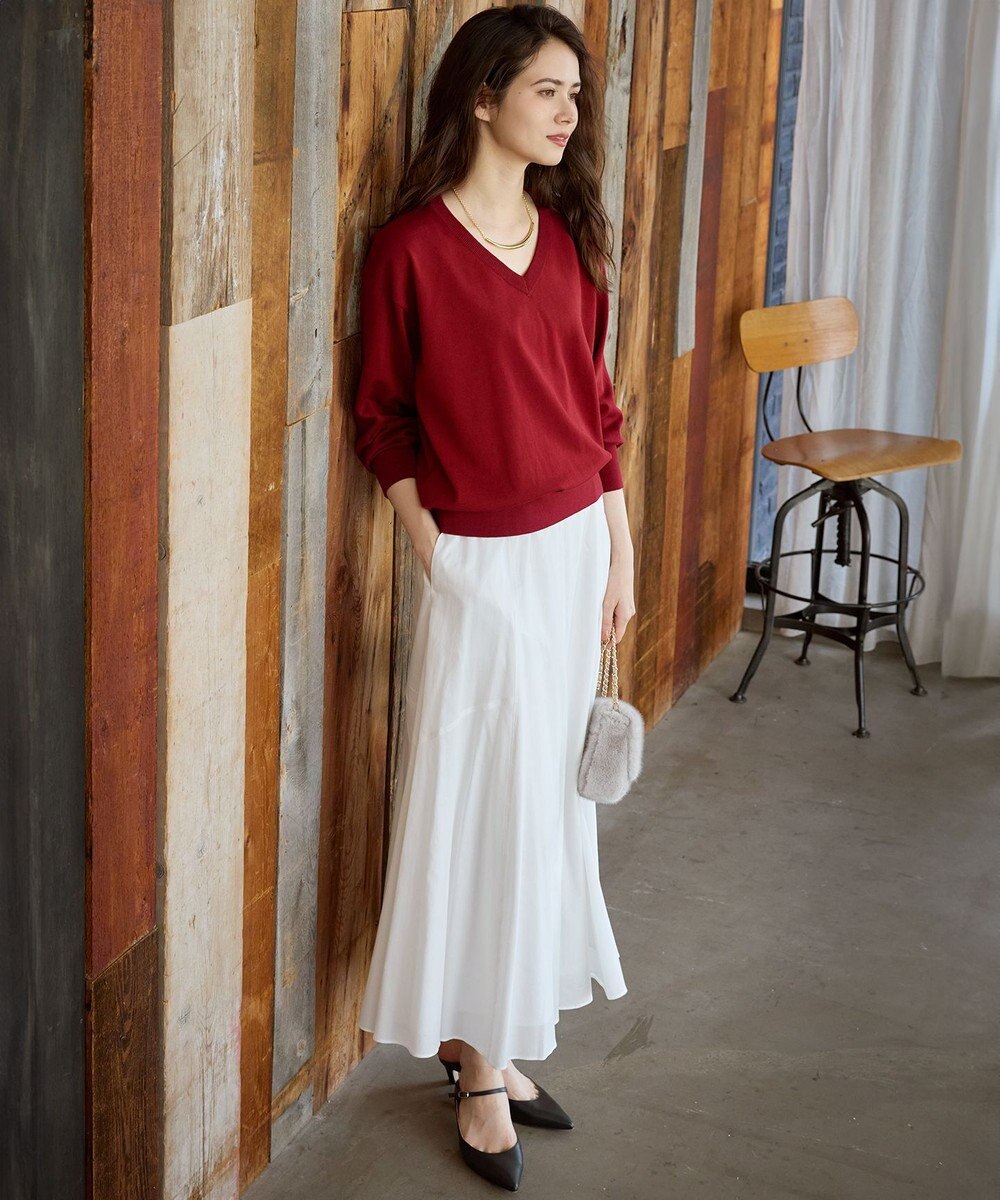 23区 【SLOW/一部店舗限定】テンセルコットンジョーゼット フレア スカート 