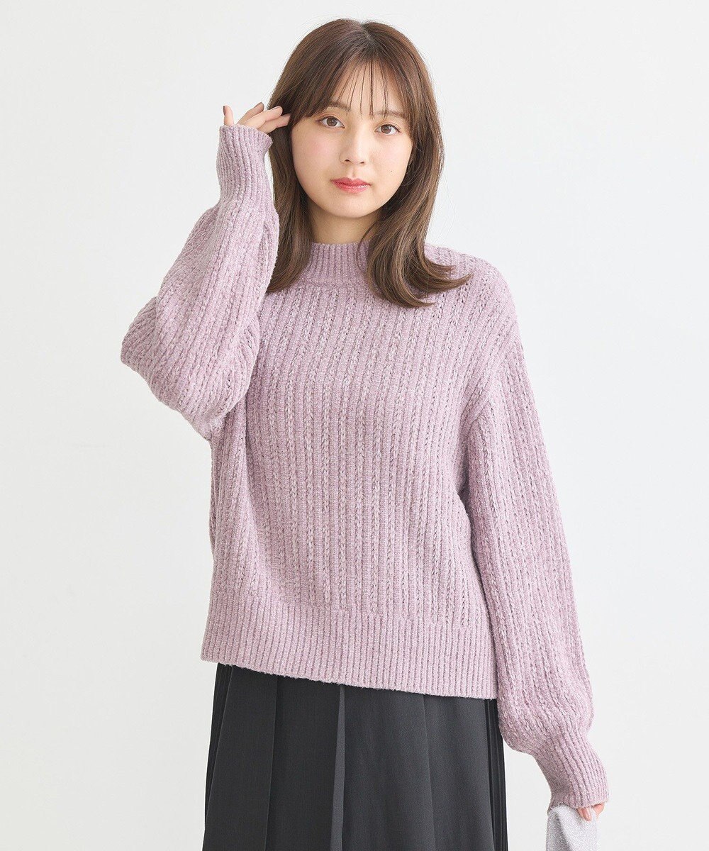 earth music&ecology 透かしベロアモールプルオーバー 