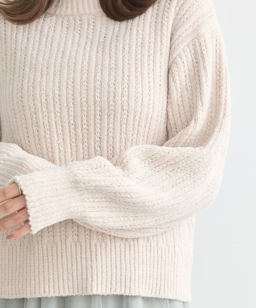 earth music&ecology 透かしベロアモールプルオーバー 