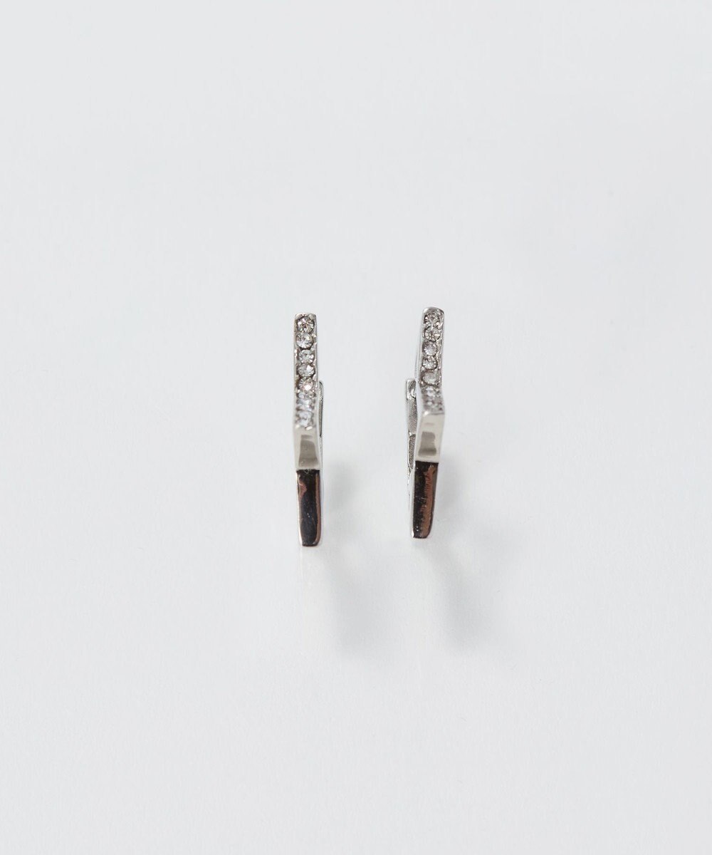 Phoebe 【金属アレルギー対応】ワンタッチライナースタービジューフープピアス　シルバー 