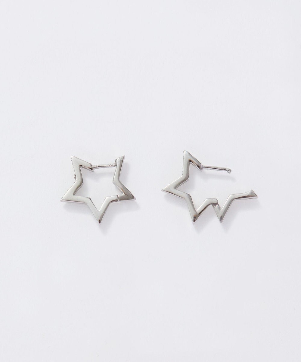 Phoebe 【金属アレルギー対応】ワンタッチライナースタービジューフープピアス　シルバー 