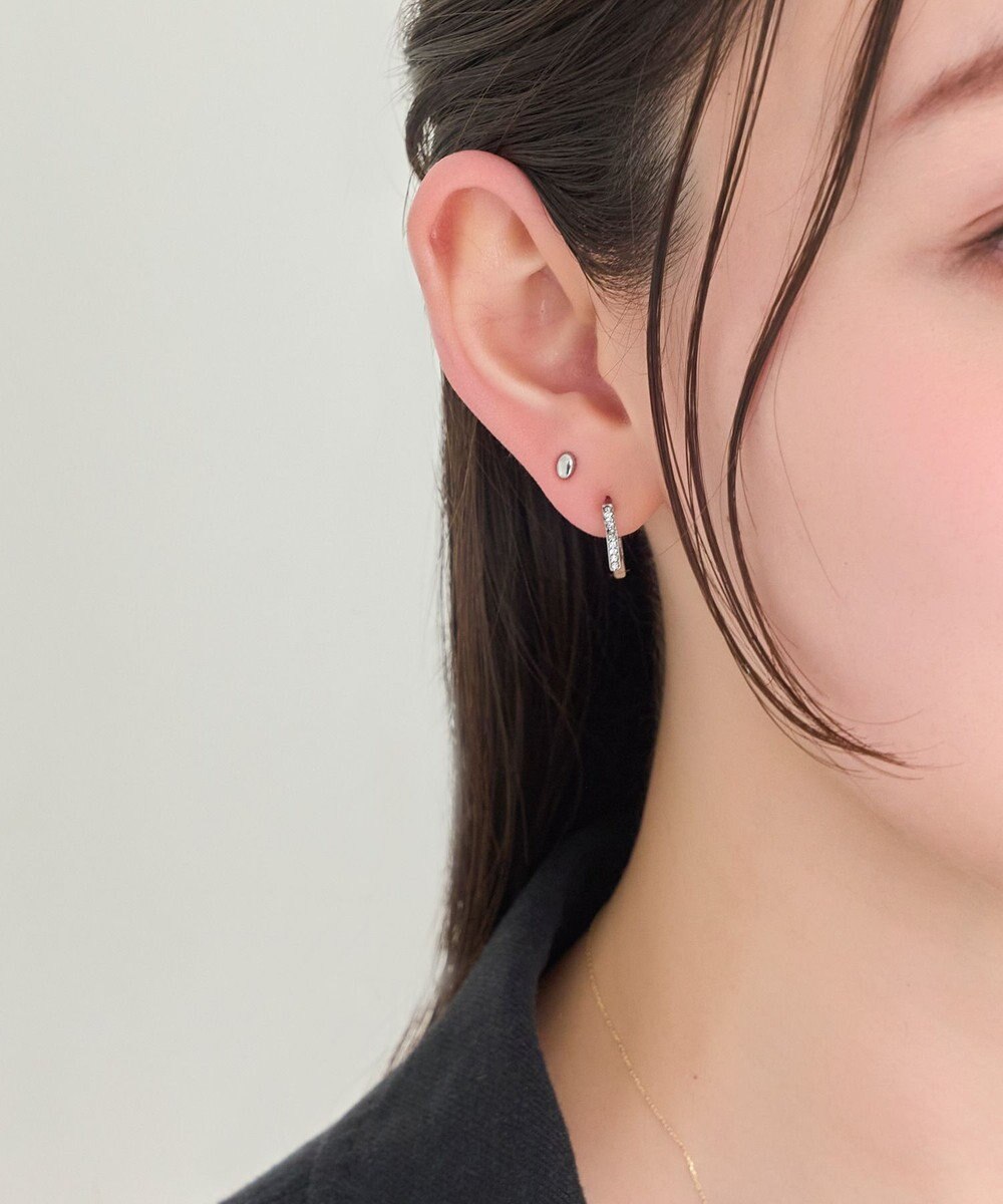 Phoebe 【金属アレルギー対応】ワンタッチライナースタービジューフープピアス　シルバー 