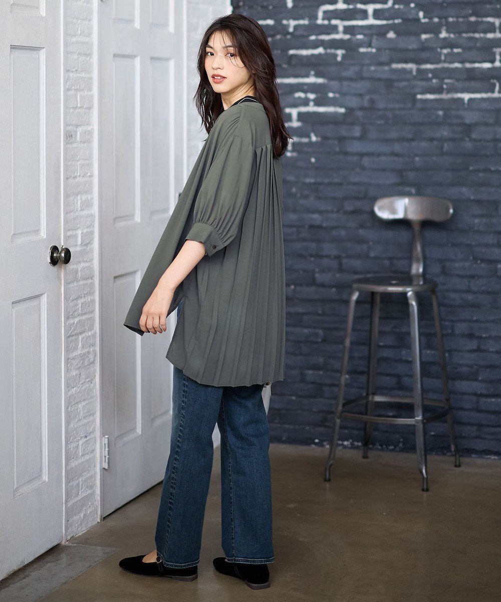 ANY L 【洗濯機可】バックプリーツシャツ 