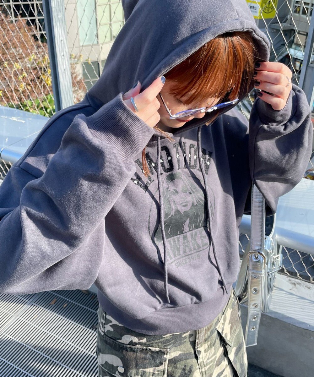 WEGO ガールプリントプルパーカー 