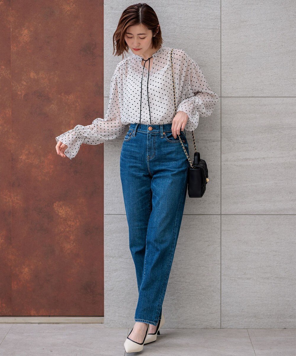 23区 L 【洗える】クレープドットフロッキー ブラウス 