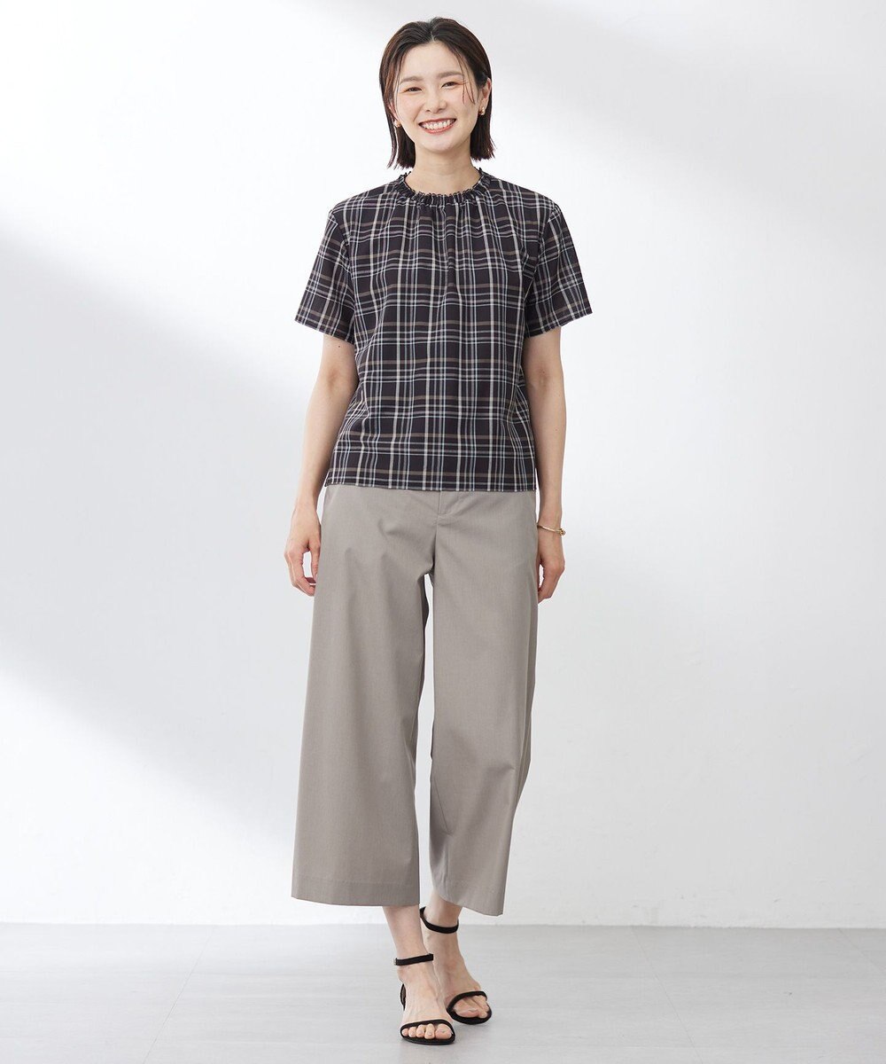 J.PRESS LADIES S 【洗える】ソフトシャンブレー クロップド パンツ 