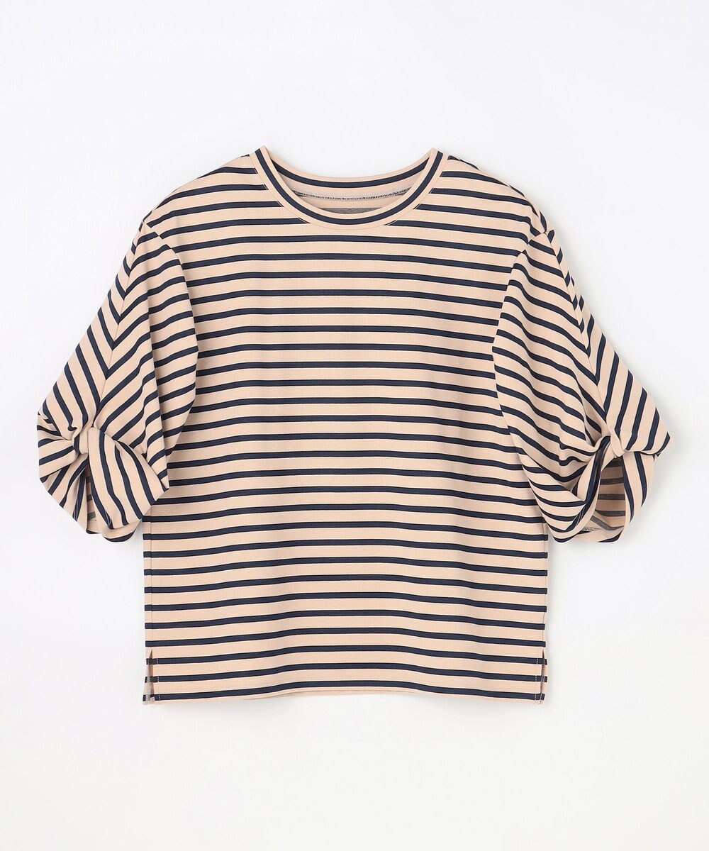 ANY L ツイストスリーブボーダートップス 