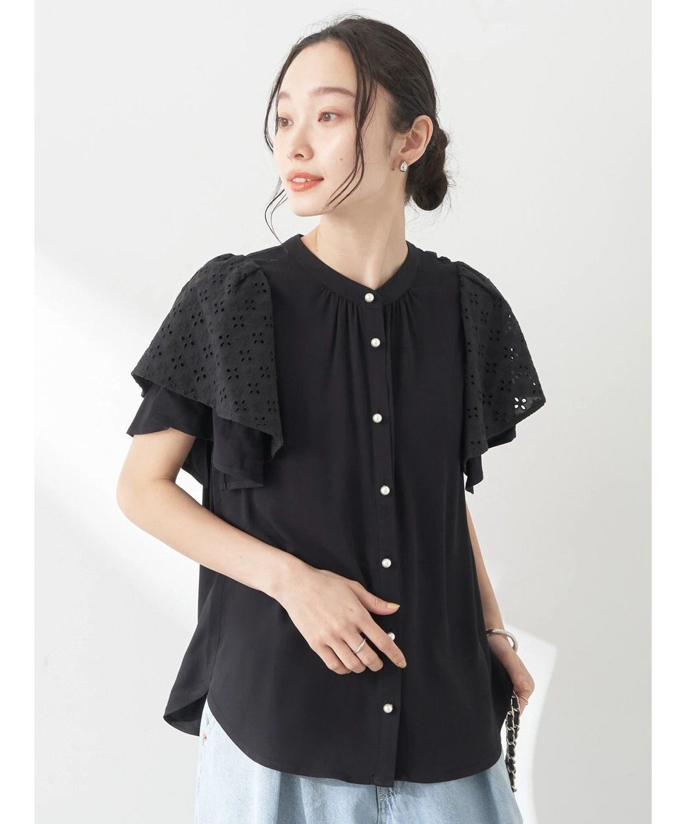 earth music&ecology レースラッフルブラウス 