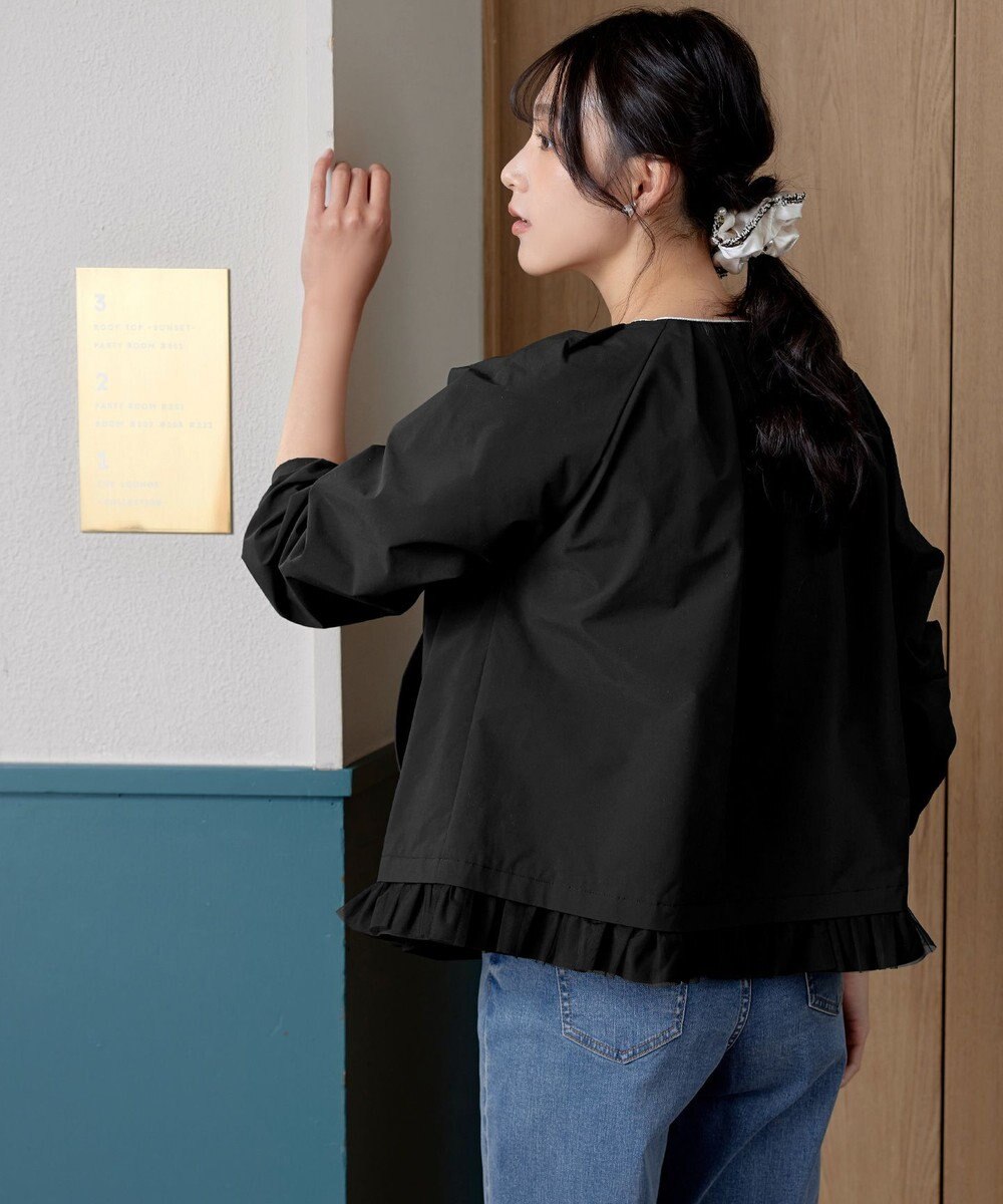 Tiaclasse 【洗える】チュールフリルタックブルゾン 