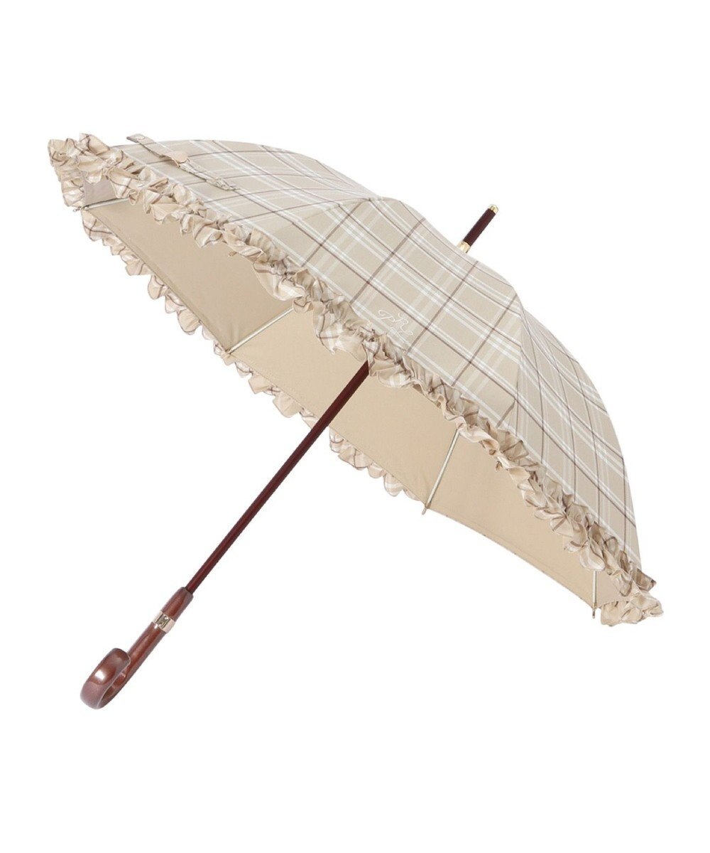 POLO RALPH LAUREN 晴雨兼用 長傘 チェックフリル 日傘 一級遮光 遮熱
