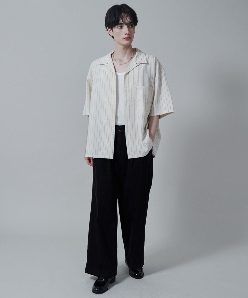 WEGO 【ユニセックス着用アイテム/手洗い可/SETUP可】リネンレーヨンオープンカラーシャツ（S） 