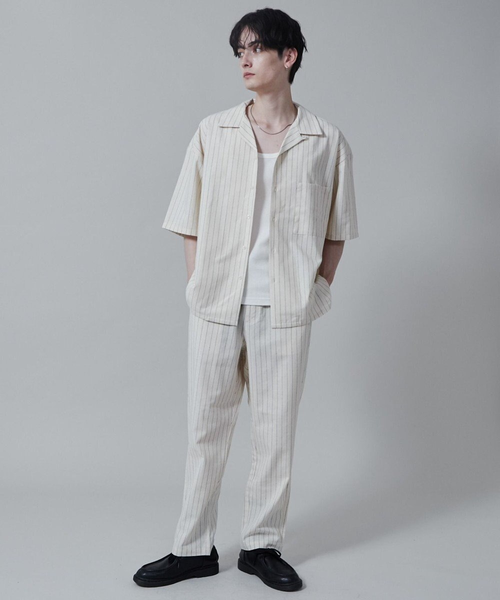 WEGO 【ユニセックス着用アイテム/手洗い可/SETUP可】リネンレーヨンオープンカラーシャツ（S） 