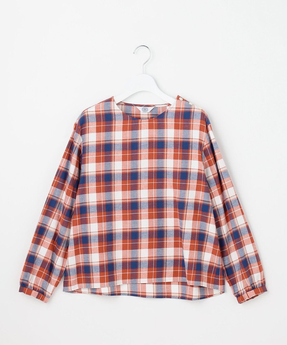 J.PRESS LADIES L コットン 起毛 タータン チェック プルオーバー ブラウス 