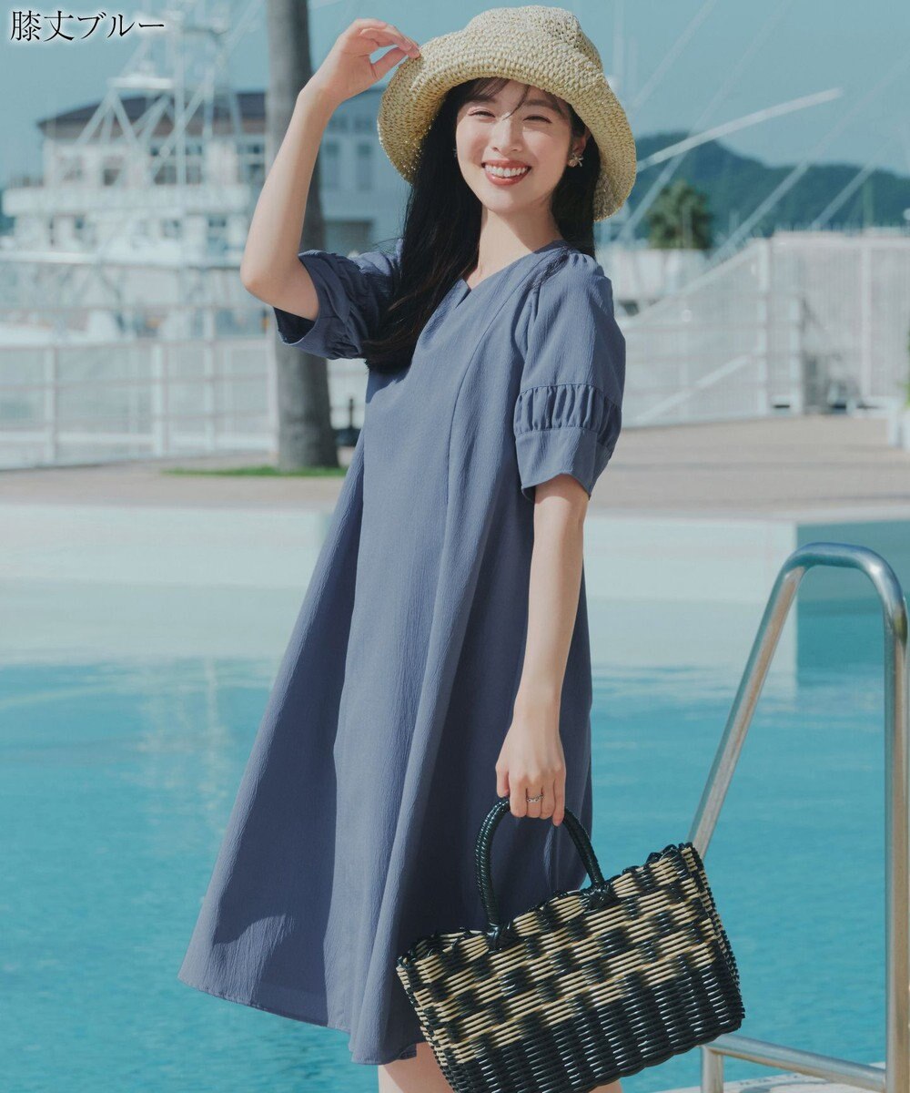 Tiaclasse 【選べる着丈・新色追加】ギャザーランタンスリーブワンピース 