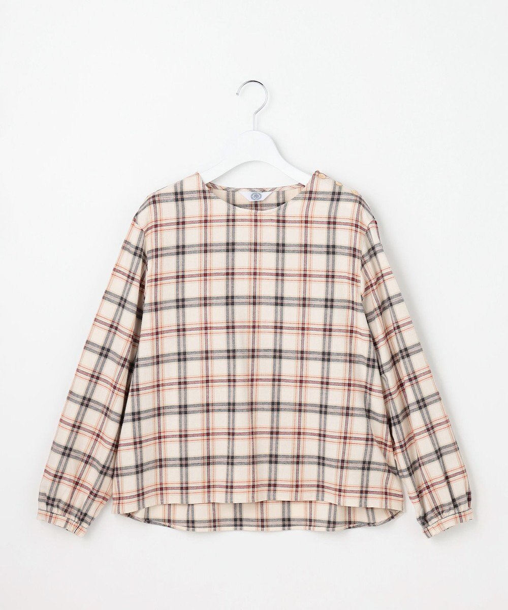 J.PRESS LADIES L コットン 起毛 タータン チェック プルオーバー ブラウス 