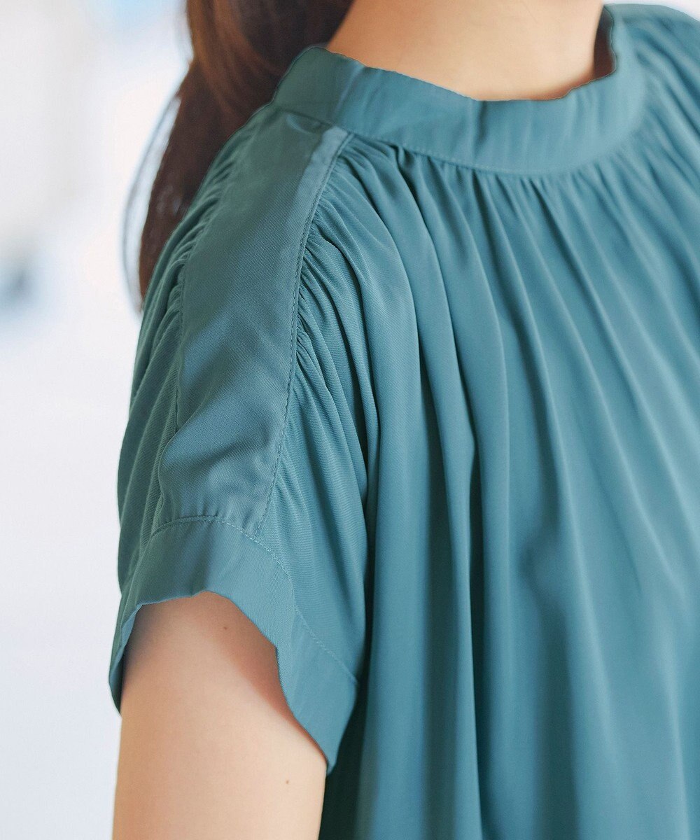 Tiaclasse 【洗える】モックネックフレンチスリーブカットソーブラウス 