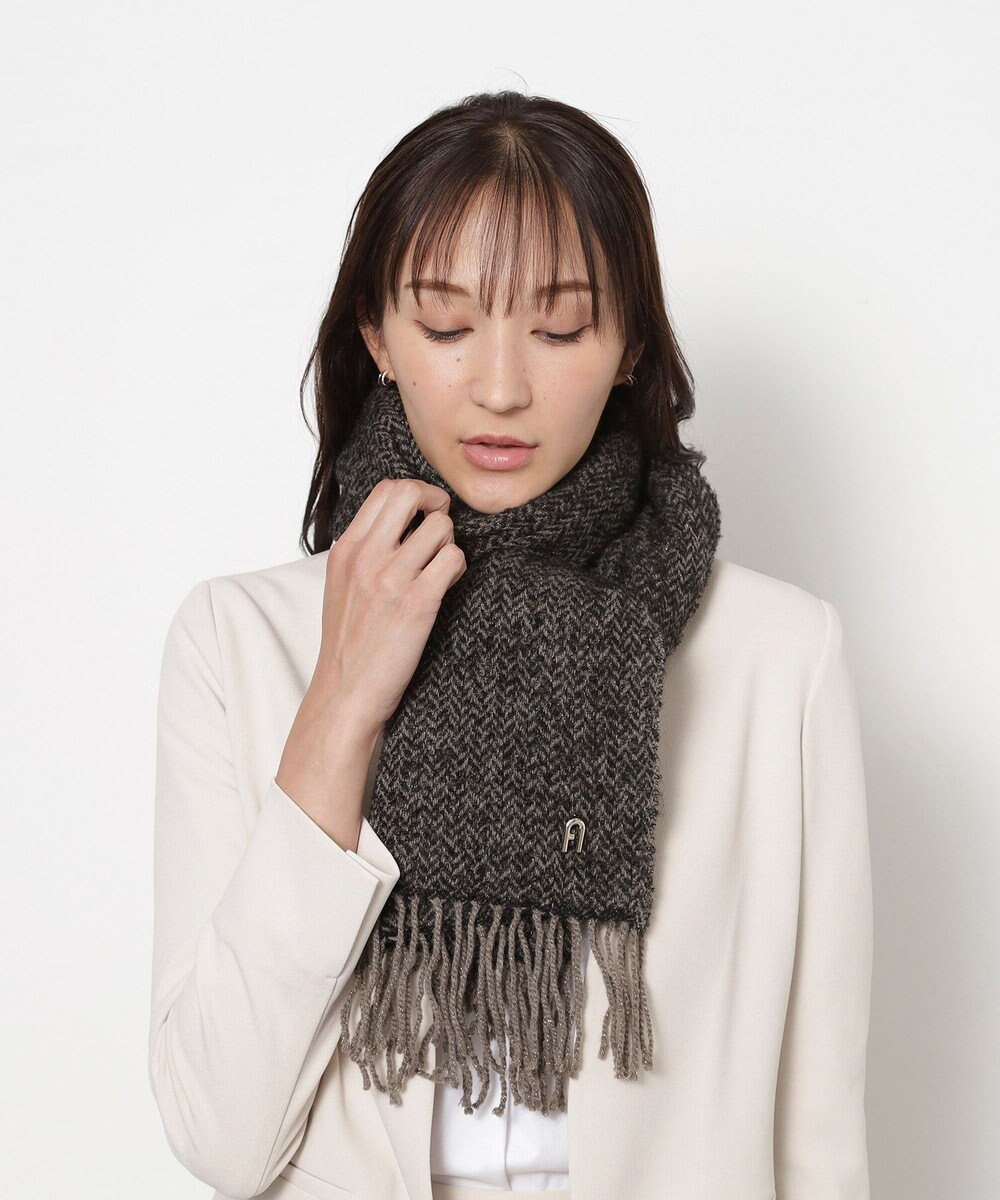 MOONBAT FURLA(フルラ）ループヤーン ツイード調ラメ入り ストール アルパカ混 日本製 