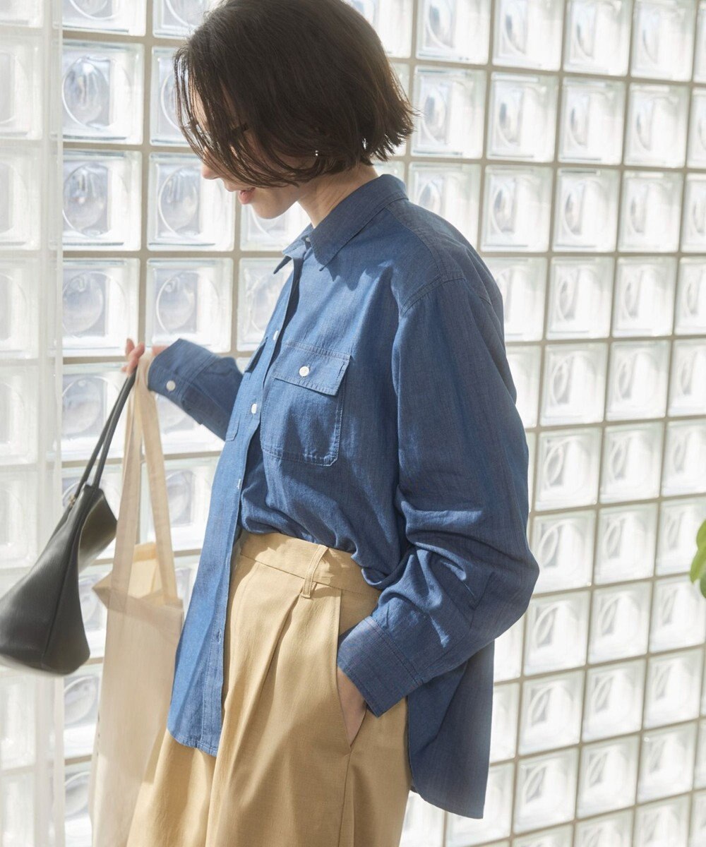 WEGO 【ANGIE VINTAGE】シアーデニムレギュラーカラーシャツ 