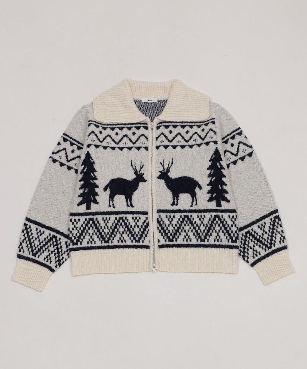 WEGO 雪柄ダブルジップニット 