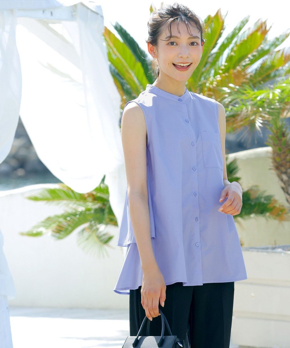 Tiaclasse 【洗える】ノースリーブ後ろタックティアードブラウス 