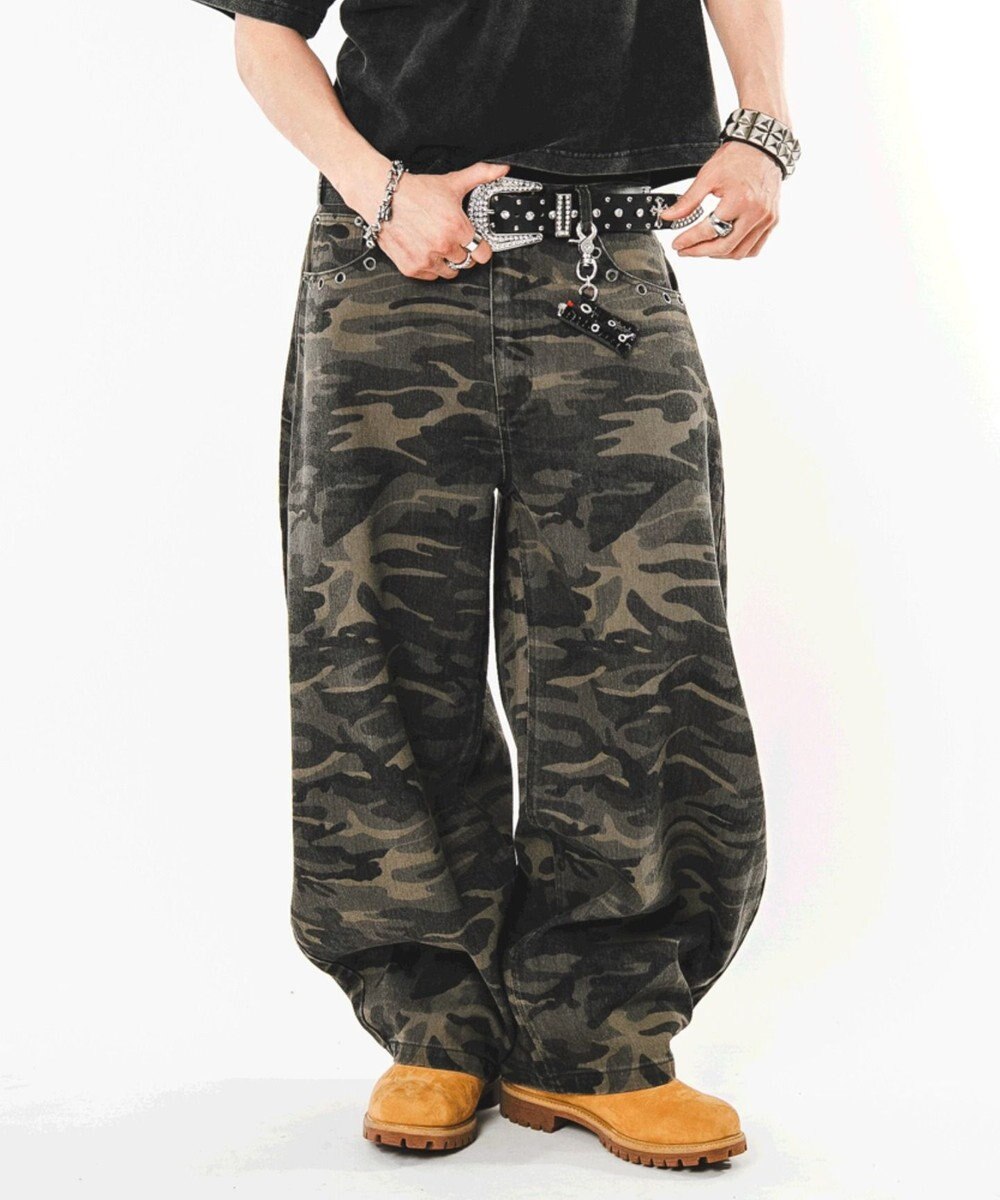 WEGO 【ユニセックス着用ITEM】ハトメバッククロスモチーフパンツ 