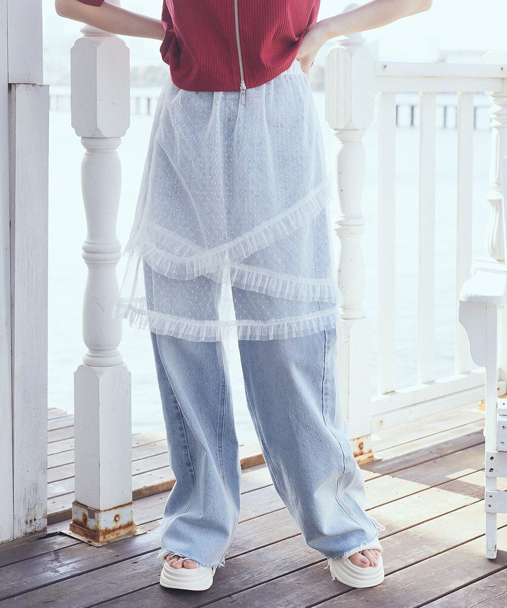 earth music&ecology ドットチュールスカート 