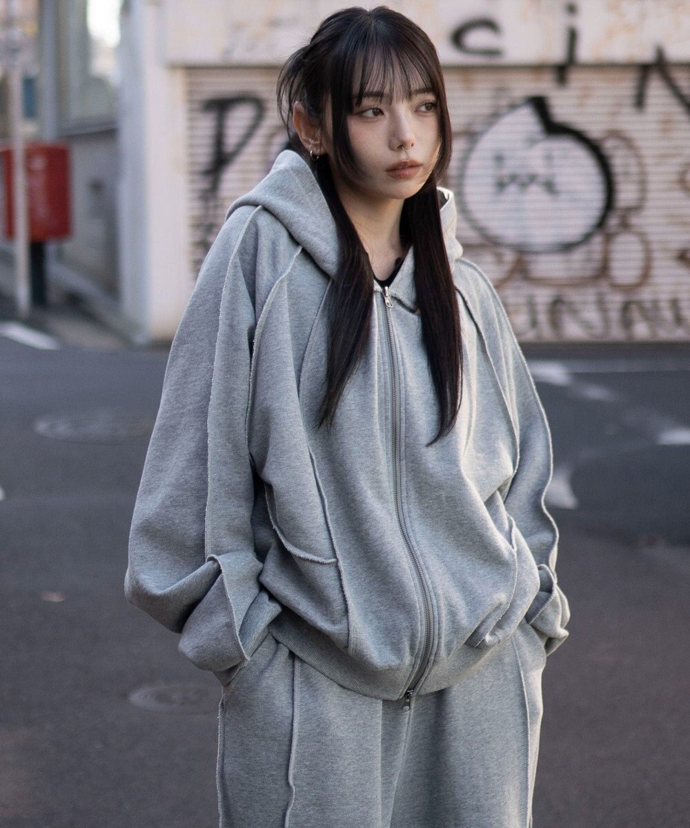 WEGO 【ユニセックス着用ITEM/MLサイズ展開】スウィッチングZIPパーカー 