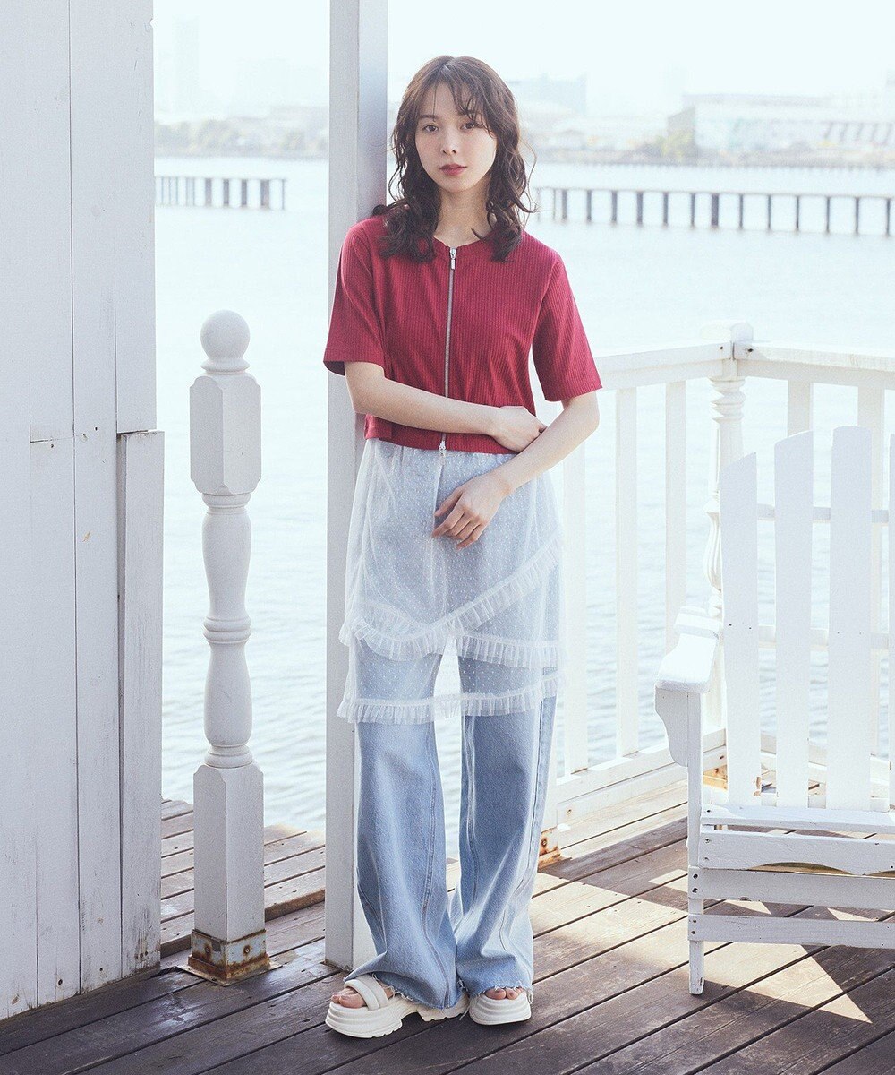 earth music&ecology ドットチュールスカート 