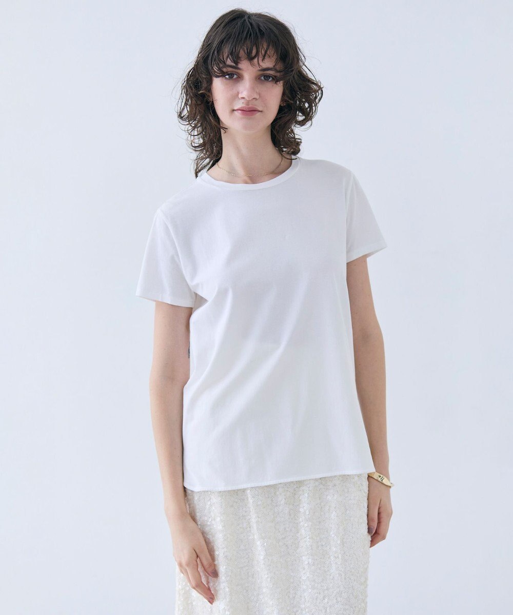 BEIGE， 【洗える】BROIS / 半袖コットンＴシャツ White