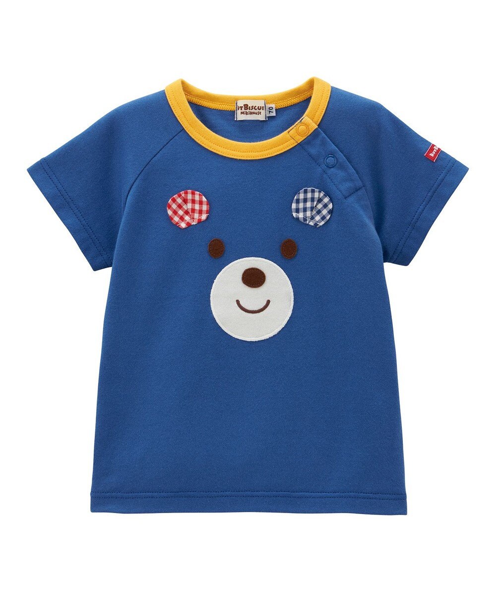 MIKI HOUSE HOT BISCUITS 【70-110cm】 顔ドン ラグラン半袖Tシャツ 