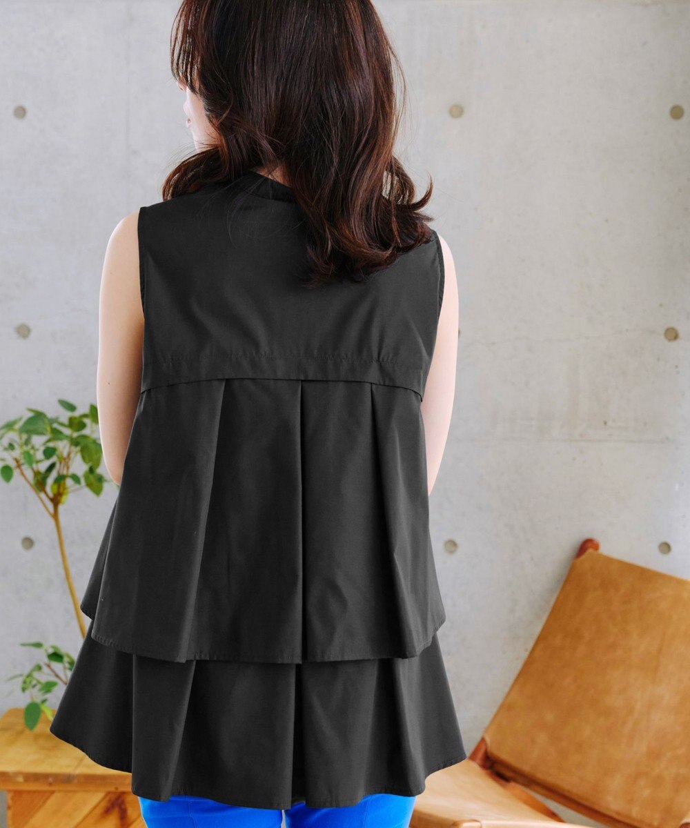 Tiaclasse 【洗える】ノースリーブ後ろタックティアードブラウス 