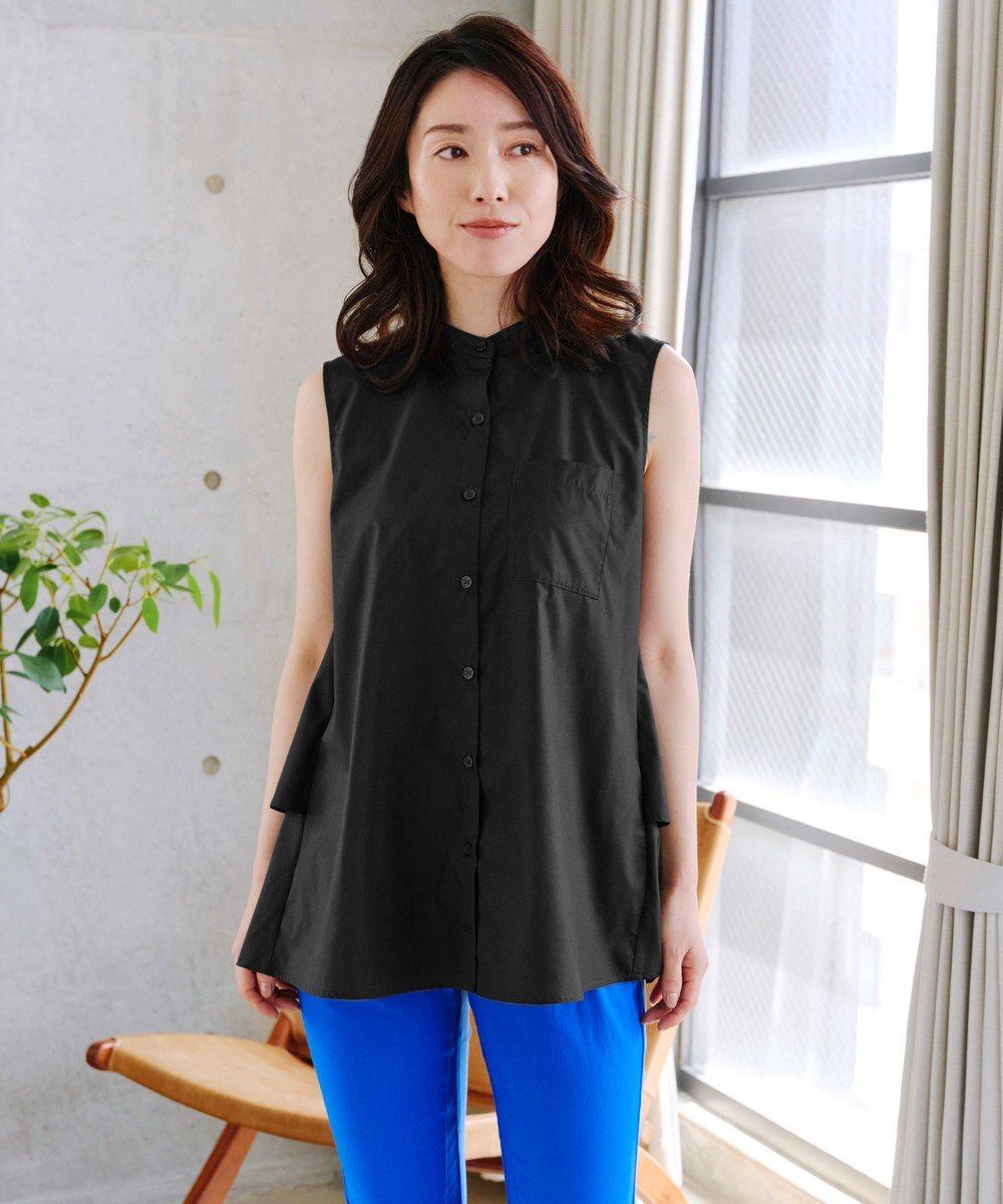 Tiaclasse 【洗える】ノースリーブ後ろタックティアードブラウス 